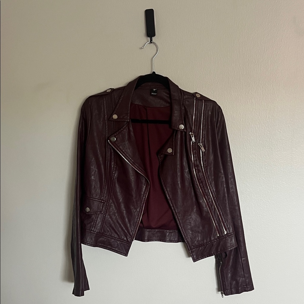 Women's Burgundy Leather Jacket